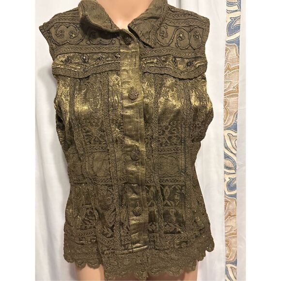 GREAT CONDITION Vintage Flashback Brown Tapestry Vest Women's Large - Picture 6 of 6